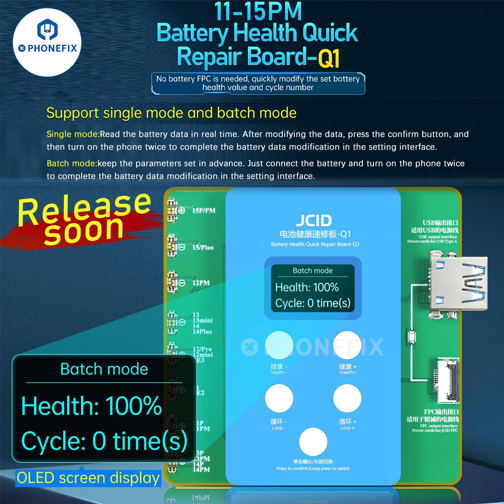 JCID Q1 iPhone Battery Health Quick Repair Board No FPC Required