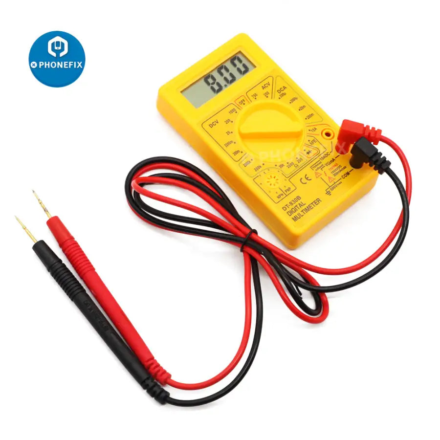 LCD Digital Multimeter DT-830B Electric Voltmeter Ammeter Ohm Tester  750/1000V Amp Volt Ohm Tester Meter (Yellow)