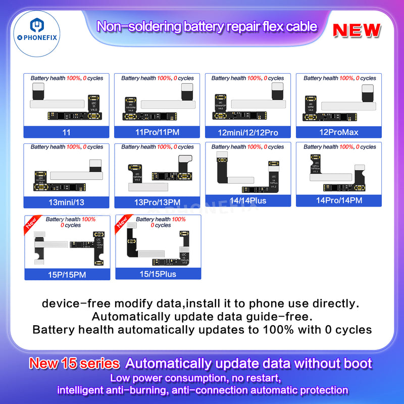 i2C Tag-on Battery Repair Flex Cable For iPhone 11-15 Pro Max