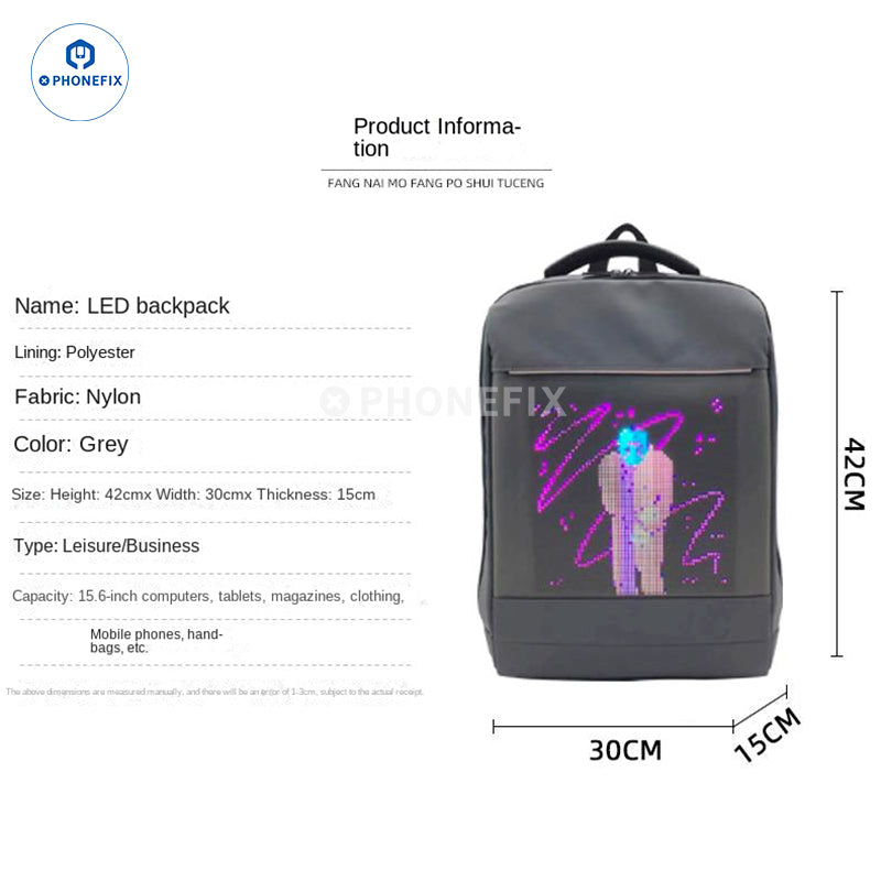 LED Backpack DIY Advertising Business Phone Laptop Repair Bag