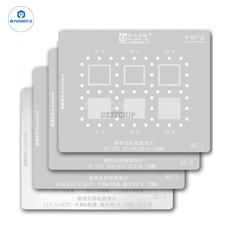 Amaoe AU1-4 BGA Reballing Stenci For iPhone CPU RAM A13 A14