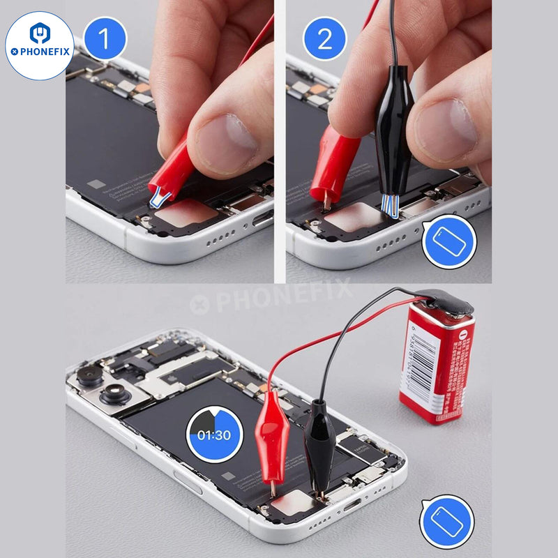 9V Battery Connector Alligator Clips For iPhone 16 Battery Removal