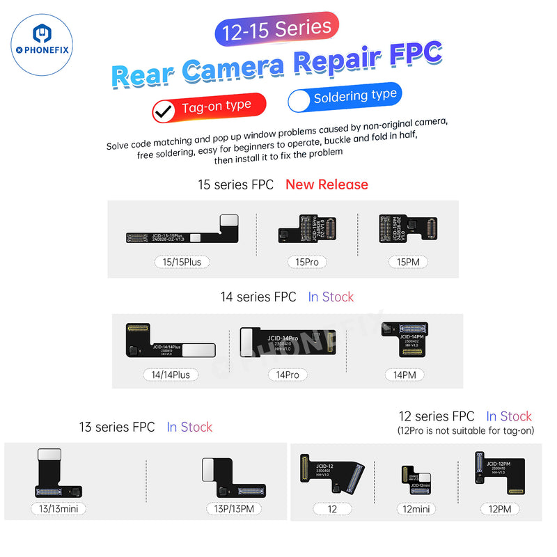 JCID Wide Angle Camera Tag-On Repair FPC For iPhone 12-16 Pro Max