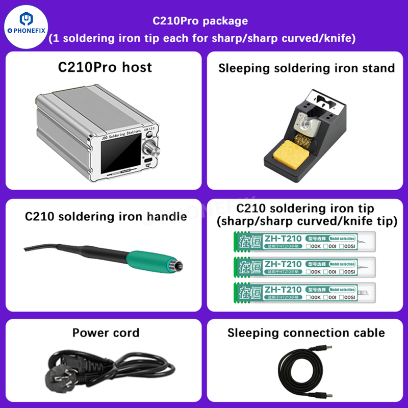 ZH-C210 Pro Precision Soldering Station With C210 Iron Tips