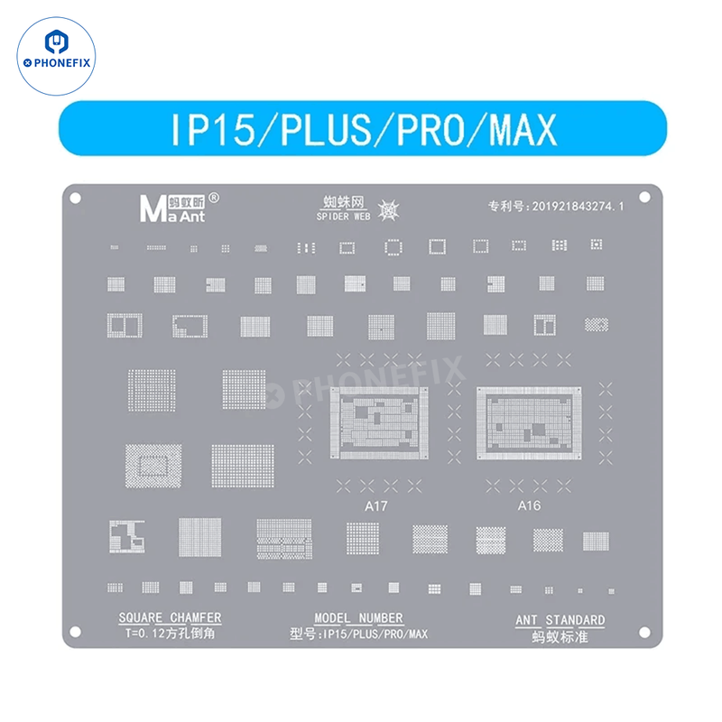 MaAnt 0.12mm Square Hole BGA Reballing Stencil For iPhone 6-16 Pro Max