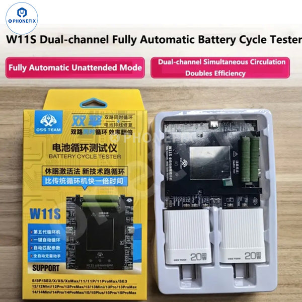 OSS W11S Dual-Channel Battery Cycle Tester For iPhone 11-15 Pro Max