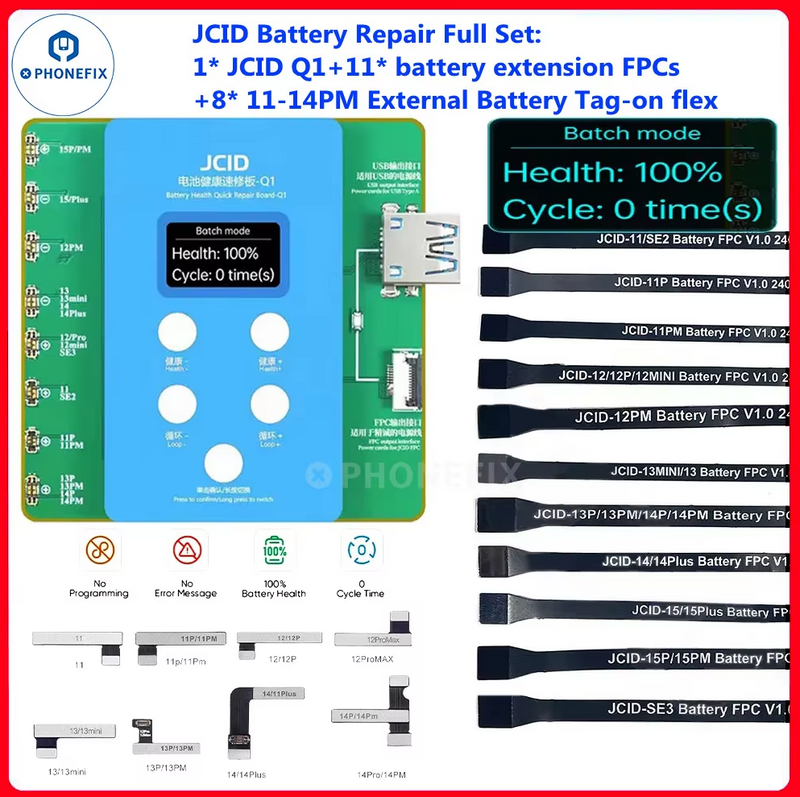 Pre-Programmed Battery Tag-on Flex Cable For iPhone 11-14 Pro Max