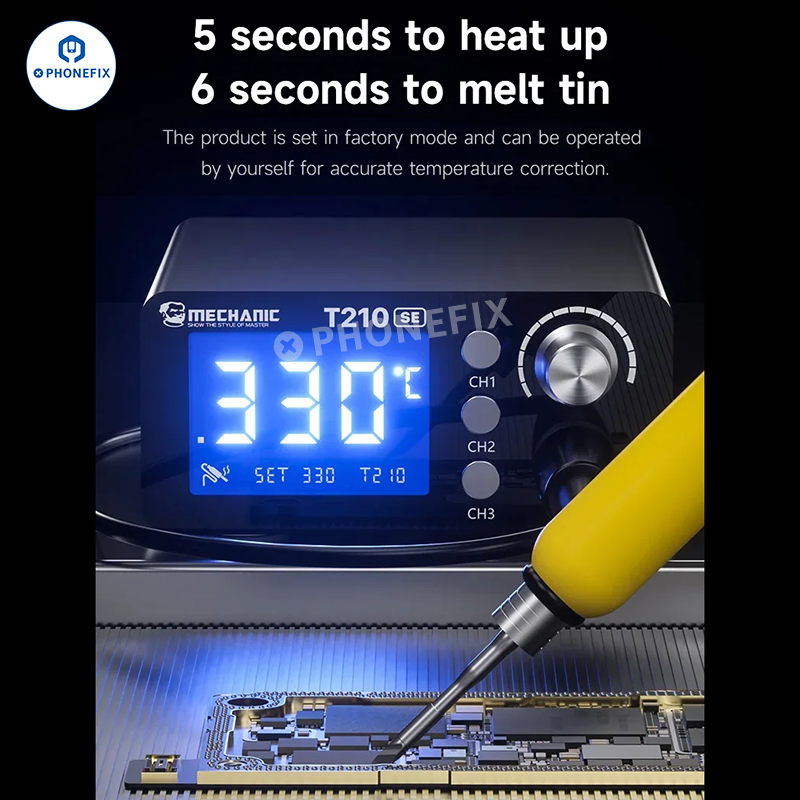 MECHANIC T210 SE Thermostatic Soldering Station with C210 Iron Tips