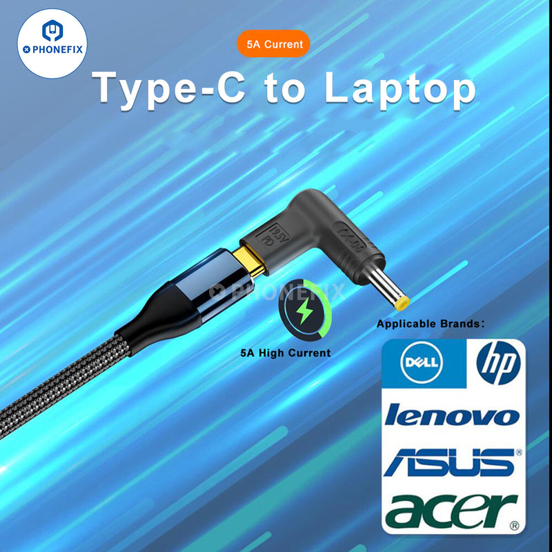 100W USB Type-C Female to DC Male Converte PD Laptop Fast Charging