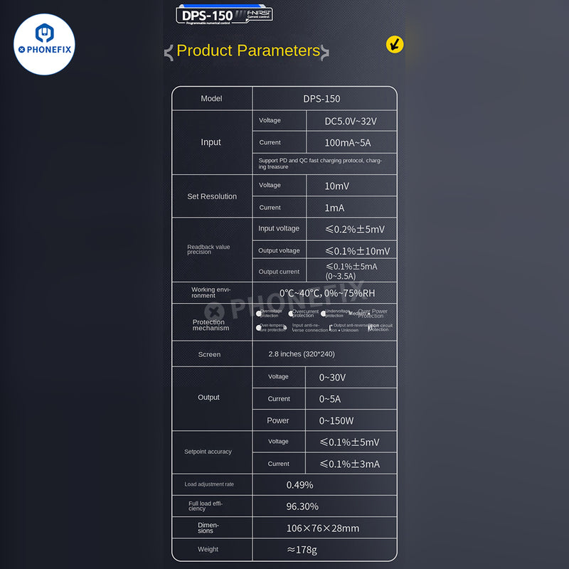 FNIRSI DPS-150 Programmable Mini DC Power Supply 30V 5A