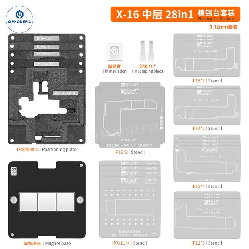 Amaoe IP16 A18 Middle Layer Reballing Stencil For iPhone 16 Pro Max