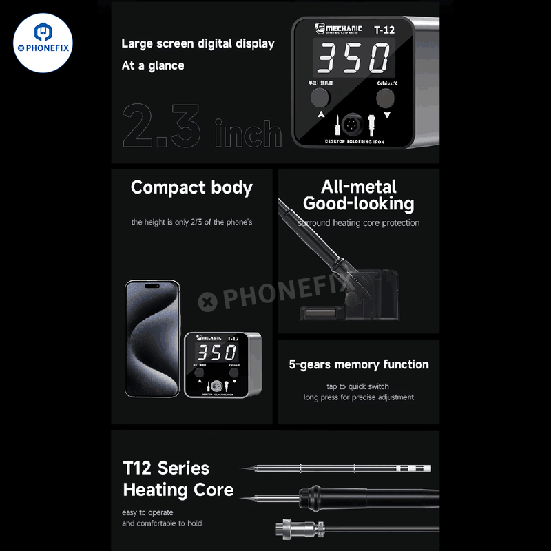 Mechanic T12 Pro Anti-Static Soldering Station With Iron Tip