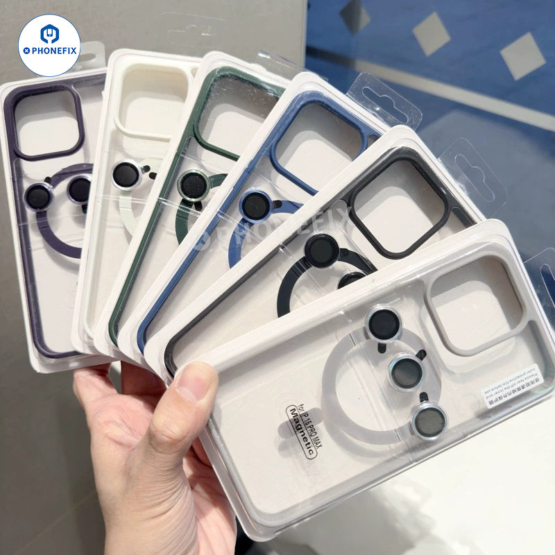 For iPhone Magnetic Frosted Phone Case With Camera Lens Film