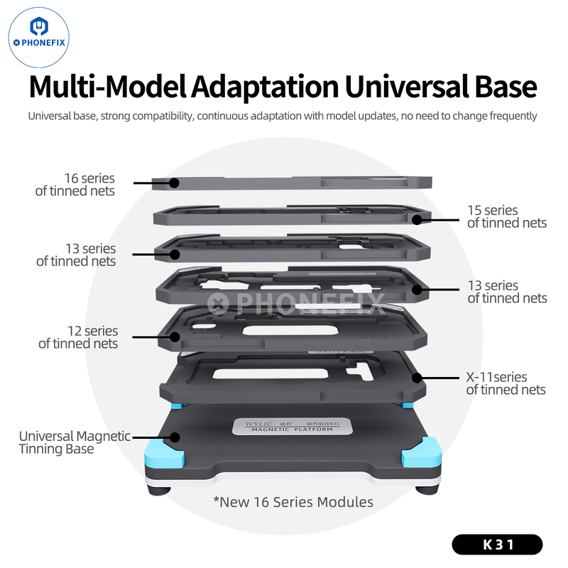 WYLIE K31 iPhone X-16 Pro Max Middle Layer Magnetic Reballing Platform