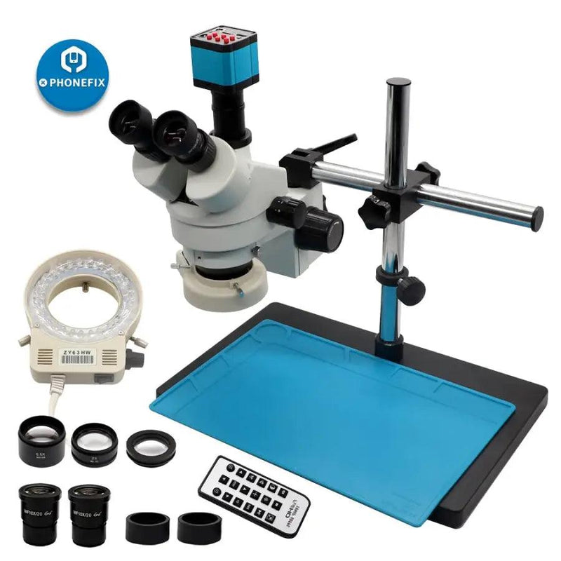 3.5-90X White Trinocular Stereo Microscope With Camera for