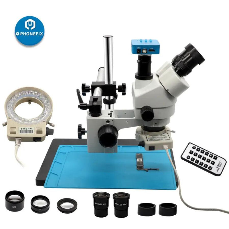 3.5-90X White Trinocular Stereo Microscope With Camera for