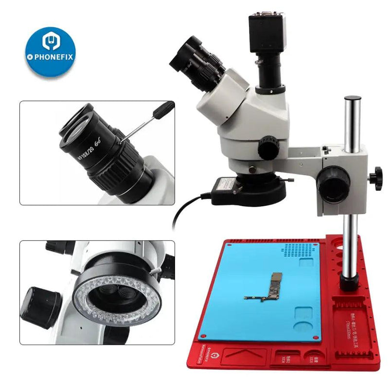 3.5X-90X Simul Trinocular Stereo Microscope for Phone PCB