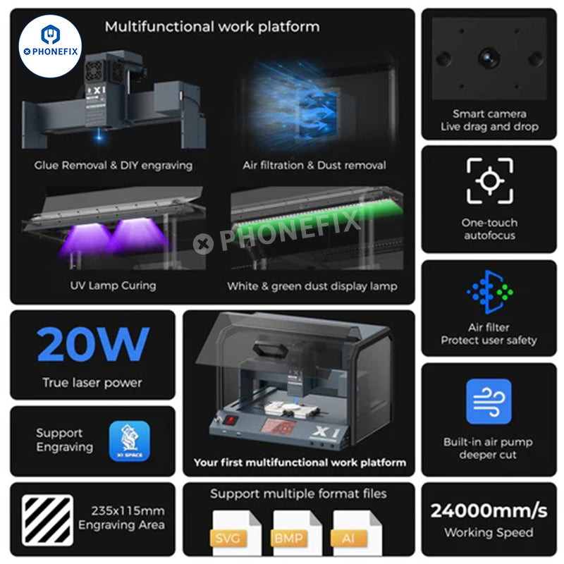 Xwitzeal X1 Laser Engraving Film Cutting UV Curing All-In-One Machine