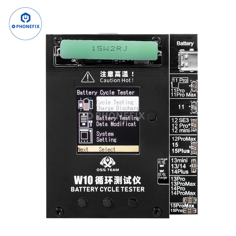 OSS W10 Cycle Tester Quick Improves iPhone 11-15 Pro Max Battery Efficiency