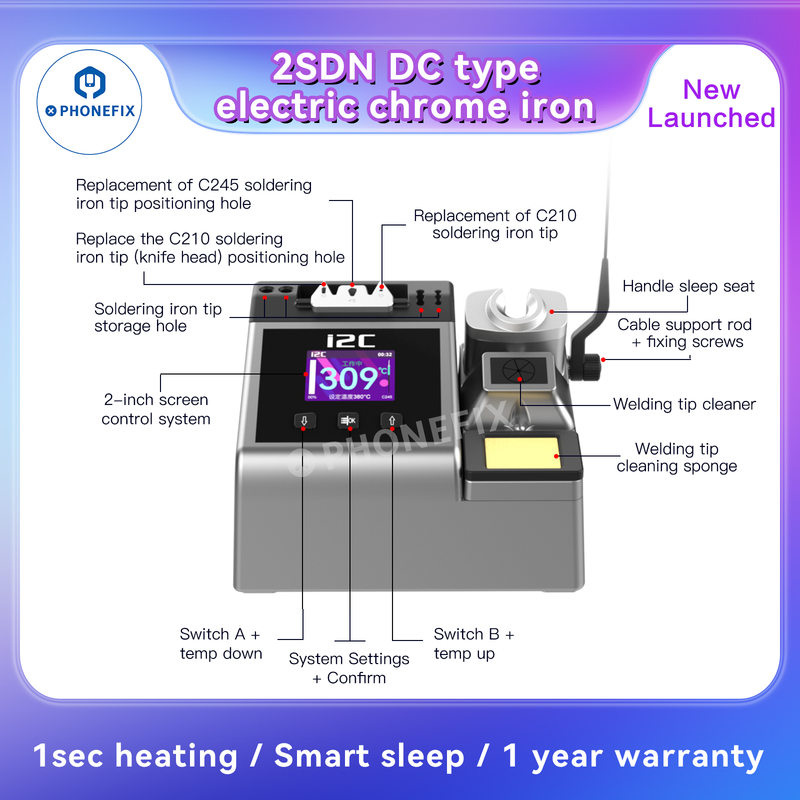 180W 110-250V i2C 2SDN Soldering Station With T115 T210 T245 Handle