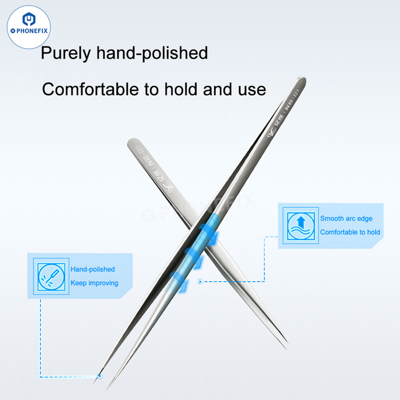 NB-01 Precision Long Sharp Tweezers IC Solder Wire Clamping Tool