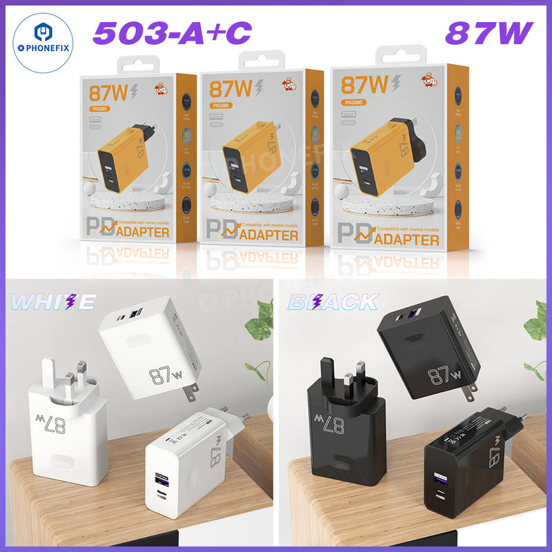 87W Full Protocol Super Fast Charging USB Dual Fast Charger Adapter