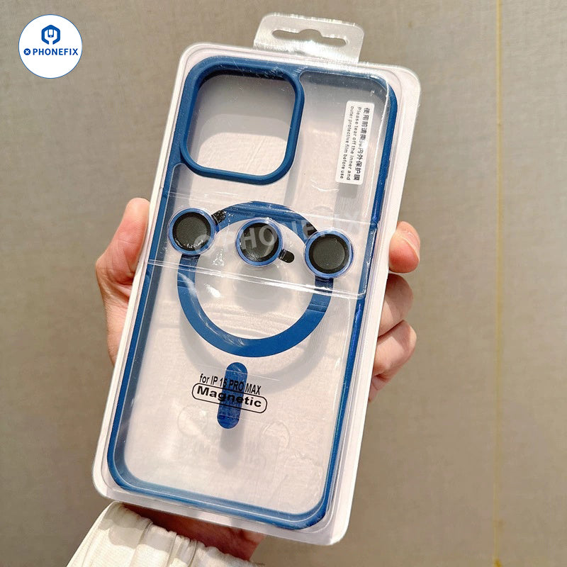 For iPhone Magnetic Frosted Phone Case With Camera Lens Film