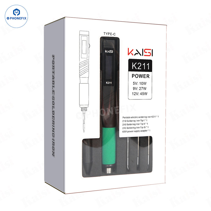 Kaisi K211 Portable USB Electric Soldering Iron With C210 Tips