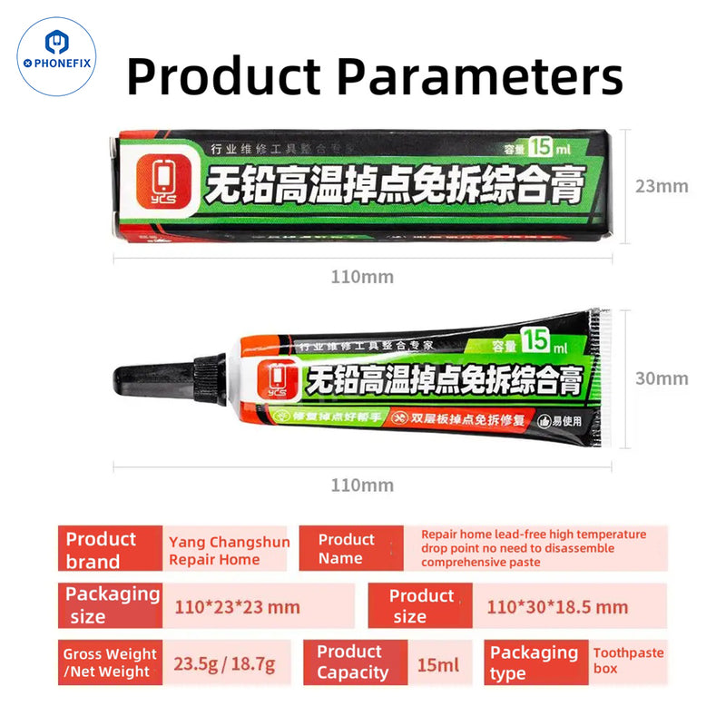 YCS Lead-free Solder Paste Halogen-Free Phone PCB Repair Flux