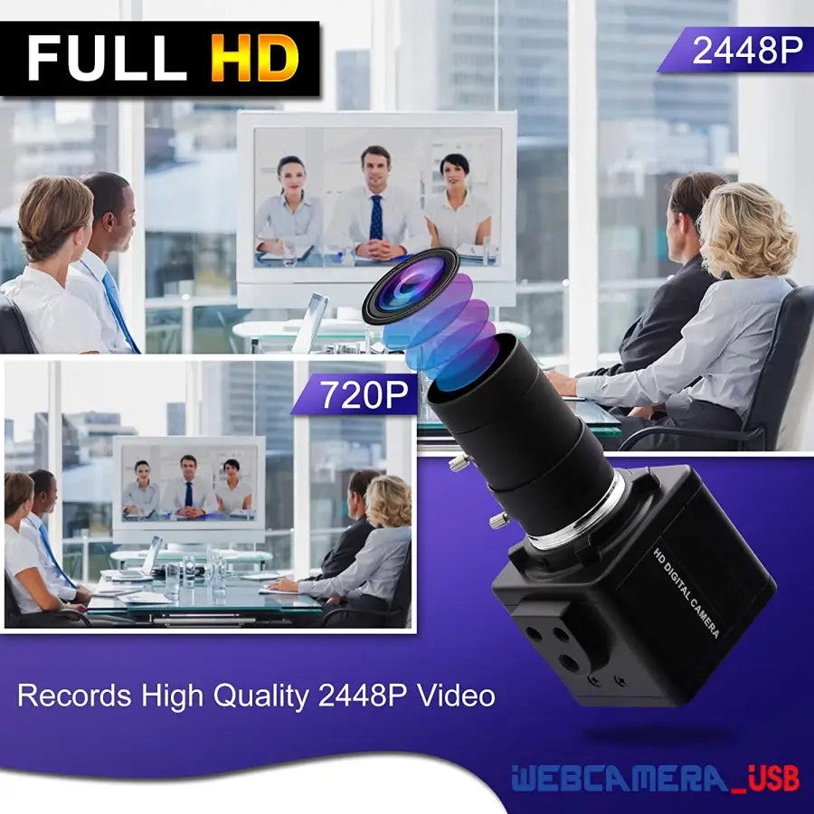 4K 8MP HD Varifocal Webcam Optical Zoom USB Web Camera