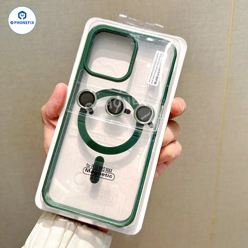 For iPhone Magnetic Frosted Phone Case With Camera Lens Film