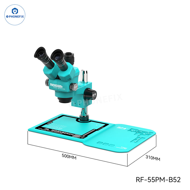 RF4 6.5-55X Trinocular Stereo Microscope With RF-B52 Silicone Pad