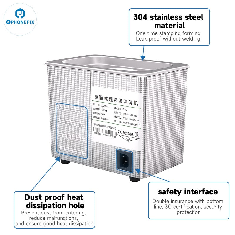 XZZ-08L Ultrasonic Cleaner Deep Cleaning Phone Camera PCB CPU Glasses