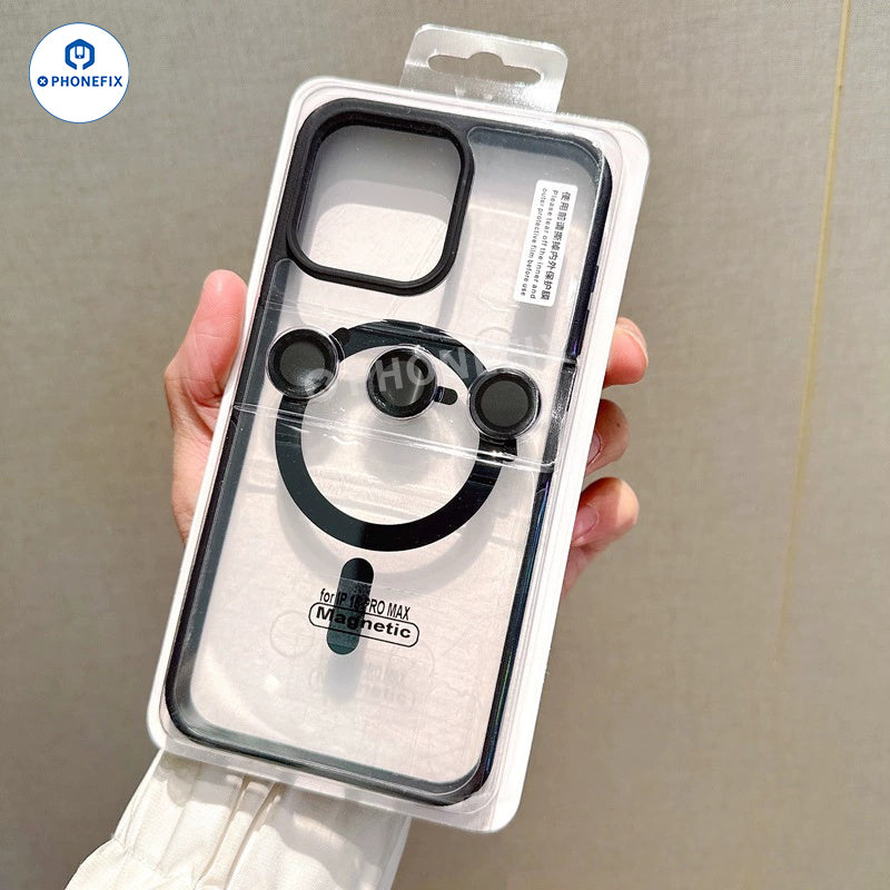 For iPhone Magnetic Frosted Phone Case With Camera Lens Film