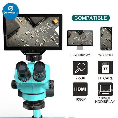 6.5-65X 7-50X Zoom Trinocular Stereo Microscope With HD Camera Monitor - CHINA PHONEFIX