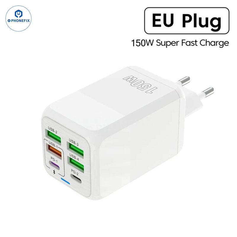 150W Multi Port Fast Charger Adapter Portable Travel USB Charger