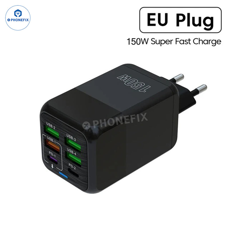 150W Multi Port Fast Charger Adapter Portable Travel USB Charger