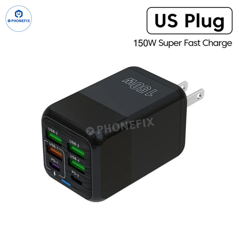 150W Multi Port Fast Charger Adapter Portable Travel USB Charger