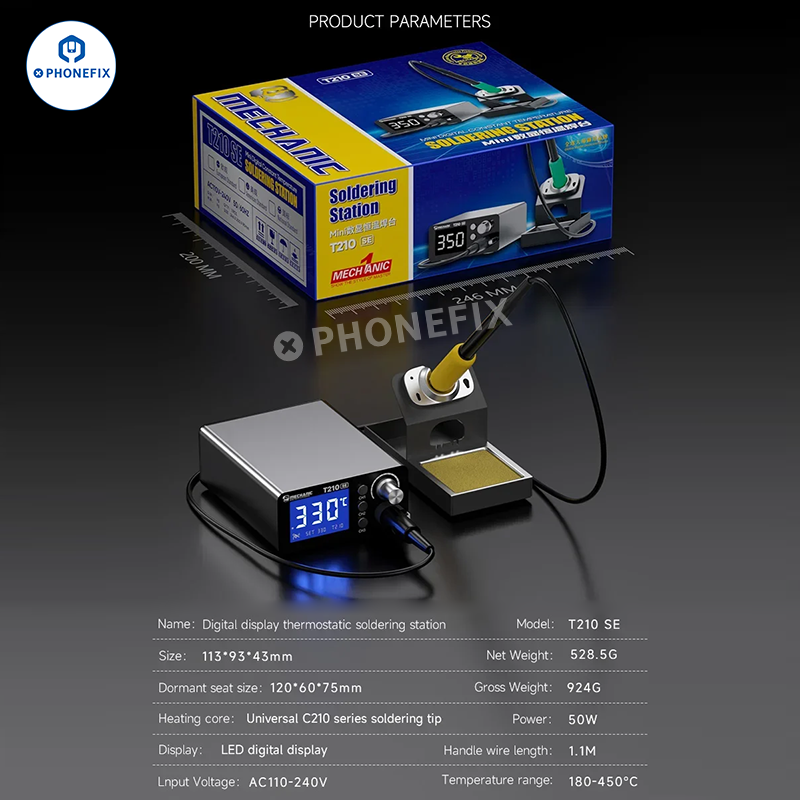 MECHANIC T210 SE Thermostatic Soldering Station with C210 Iron Tips