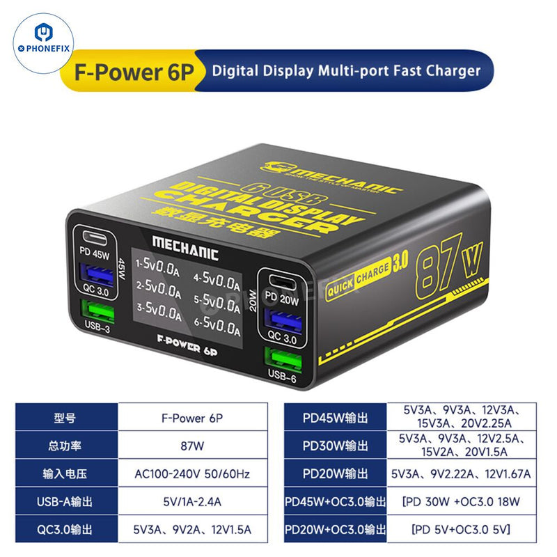 MECHANIC F-POWER 6 6S 6P Fast Charging Station Multi-Port Charger