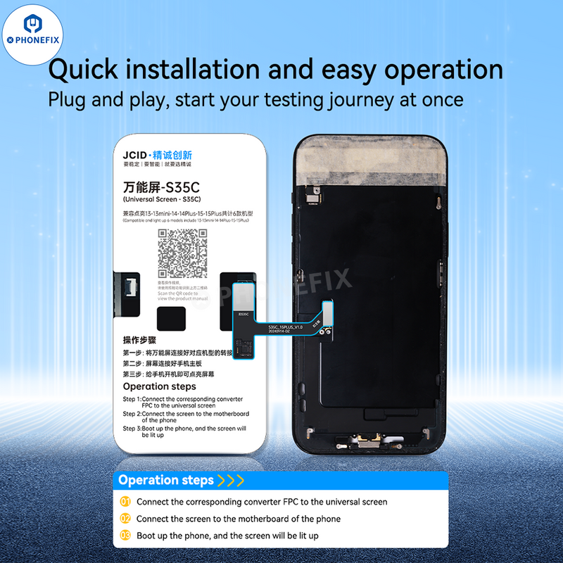 JCID S35C Universal Screen for iPhone 13-15 Display PCB Fast Detection