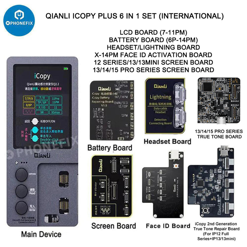 QianLi iCopy Plus 2.2 Phone Programmer with battery Light Sensor Board