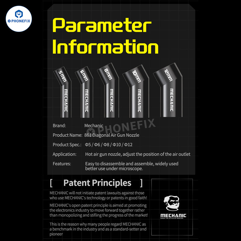 Mechanic 861 Diagonal Air Gun Nozzle 5 6 8 10 12mm