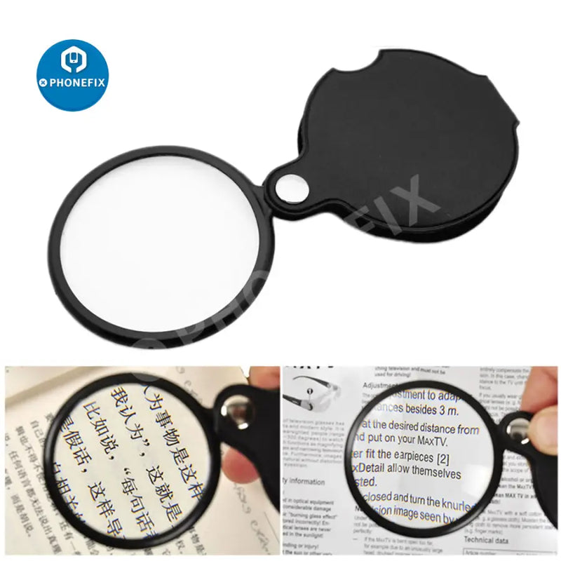 Mini Magnifier 8x Foldable Pocket Magnifier Portable 50mm Jewelry Reading  Magnifying Glass Loupe