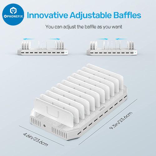 96W 10-Port USB Charger For iPhone iPad Fast Charging Station - CHINA PHONEFIX