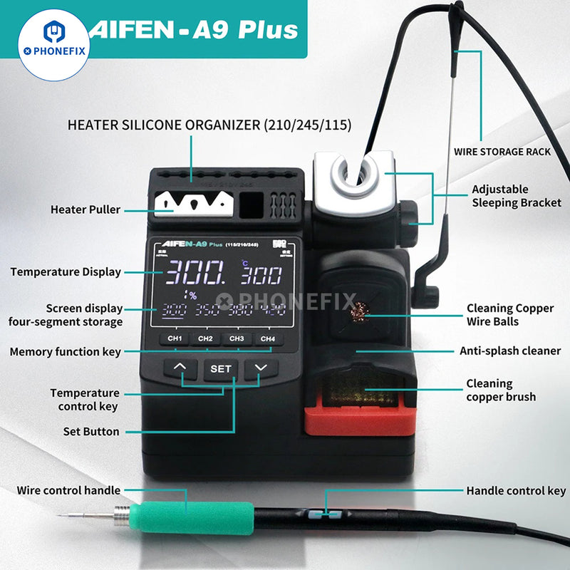 AIFEN A9 Plus Digital Display Soldering Station With T210/245/115 Handle