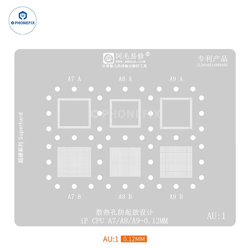 Amaoe AU1-4 BGA Reballing Stenci For iPhone CPU RAM A13 A14