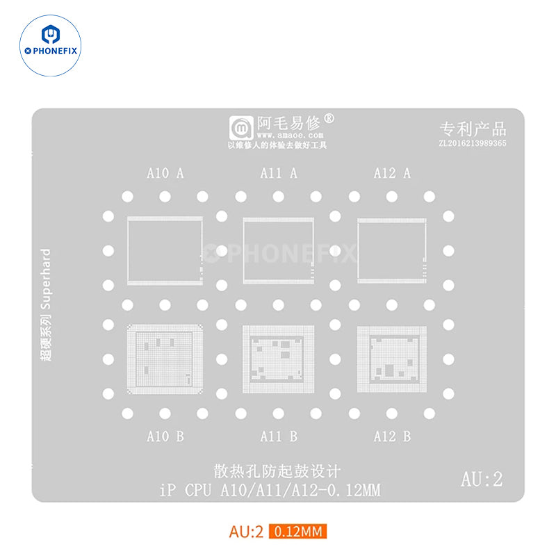 Amaoe AU1-4 BGA Reballing Stenci For iPhone CPU RAM A13 A14