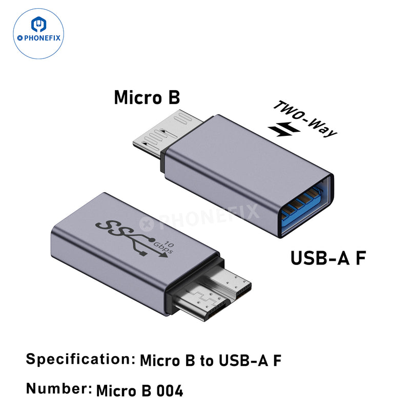 Micro B to Type-C USB-A 10Gbps Mobile Hard Drive Box Adapter