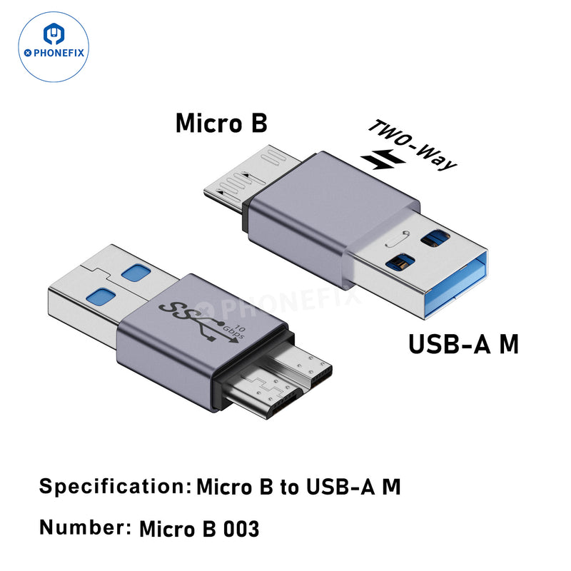 Micro B to Type-C USB-A 10Gbps Mobile Hard Drive Box Adapter